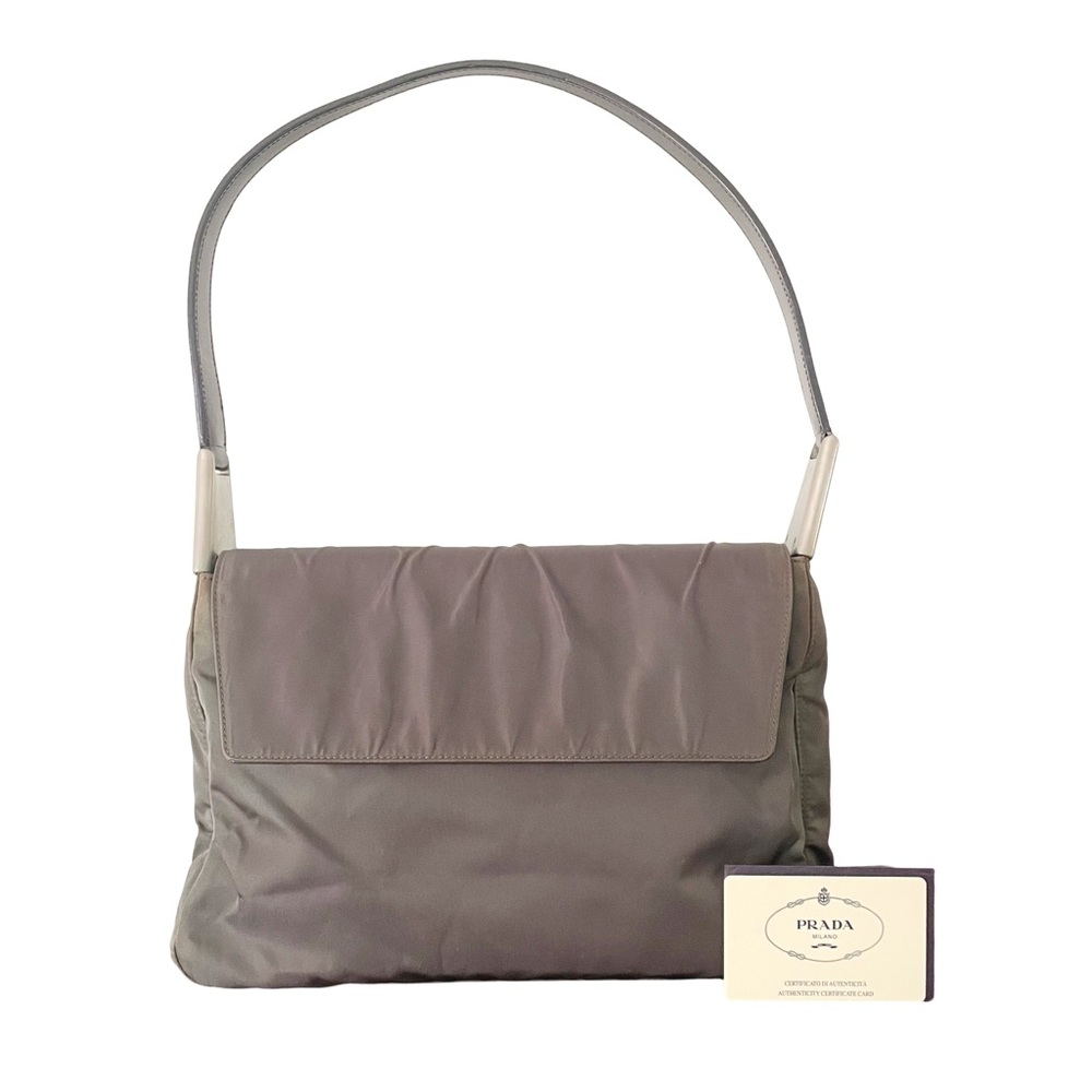Prada gray Tessuto nylon Spazzolato leather vintage Y2K shoulder bag